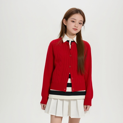 女童舒芙蕾开衫长袖毛衣外套针织