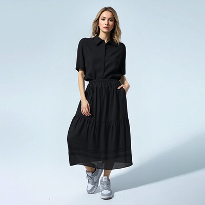 女装春夏新款层叠A字半身长裙