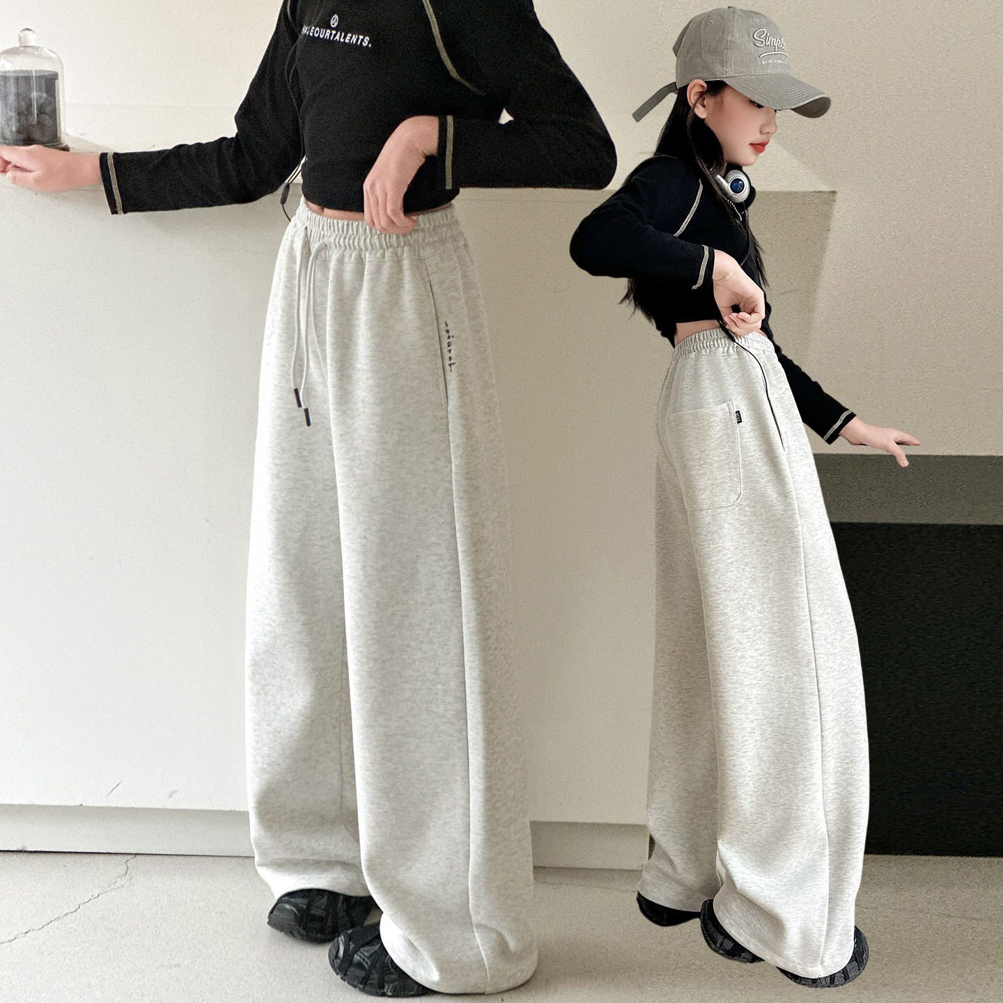 女童裤子春季新款洋气儿童休闲弯刀裤中大童宽松显瘦百搭运动卫裤,童装/婴儿装/亲子装,裤子,淘宝优惠券,粉丝福利购,淘宝优惠卷