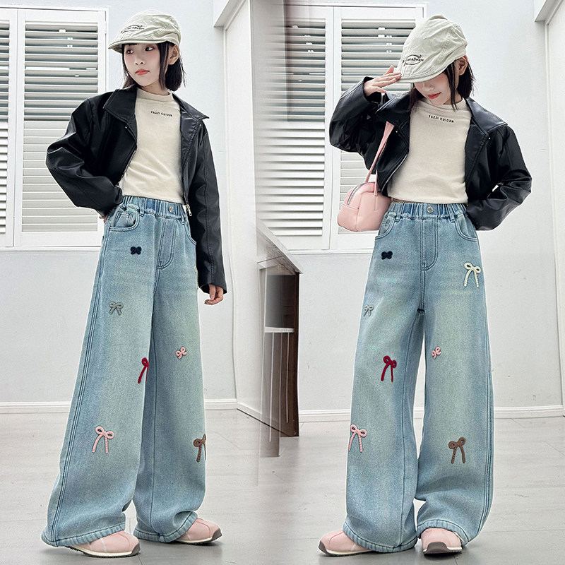 女童裤子春季新款洋气儿童宽松牛仔阔腿裤中大童韩版百搭直筒长裤,童装/婴儿装/亲子装,儿童牛仔裤,淘宝优惠券,粉丝福利购,淘宝优惠卷
