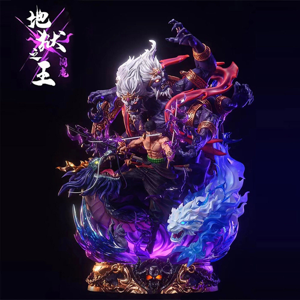 日本动漫海贼王 lx 地狱阎魔索隆手办gk鬼岛双头雕生日礼物摆件