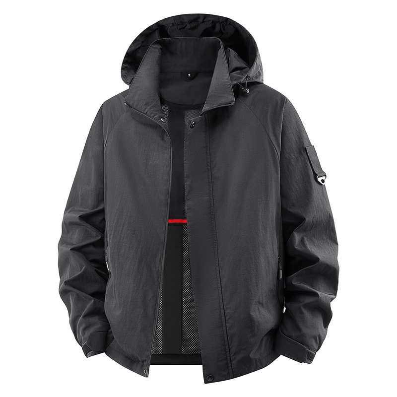 2026春季新款外套男春秋新款夹克休闲运动连帽薄款风衣韩版潮流
