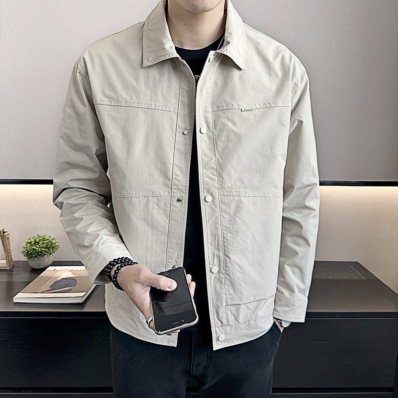 潮牌男装外套男2026春季新款男士潮流休闲男款翻领工装夹克男款潮