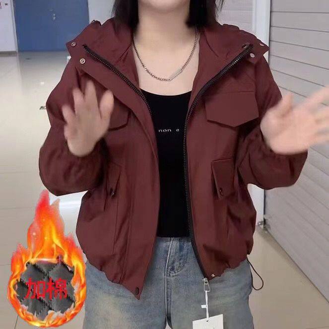夹棉加厚冲锋衣外套女2024秋冬小个子休闲百搭高级感夹克短外套潮