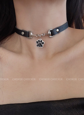 原创小狗爪choker皮质项圈