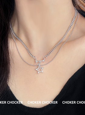 CHOKER星星吊坠双层锁骨链