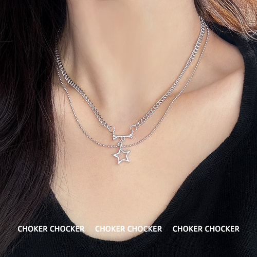 CHOKER星星吊坠双层锁骨链