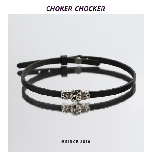 choker黑色小众皮带扣短款颈链