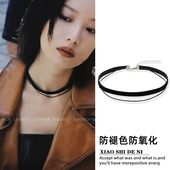 倪妮同款 项链choker黑色脖颈链项圈锁骨链绳女高级感简约百搭配饰