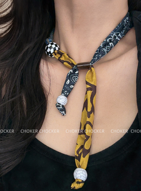 2025年新款小众丝巾系带锁骨链