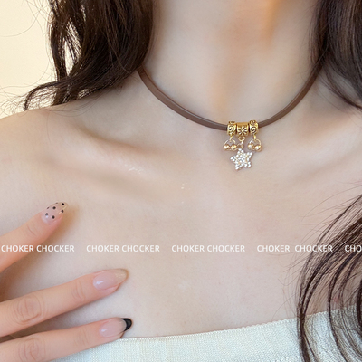 星星棕色choker项链女甜酷辣妹