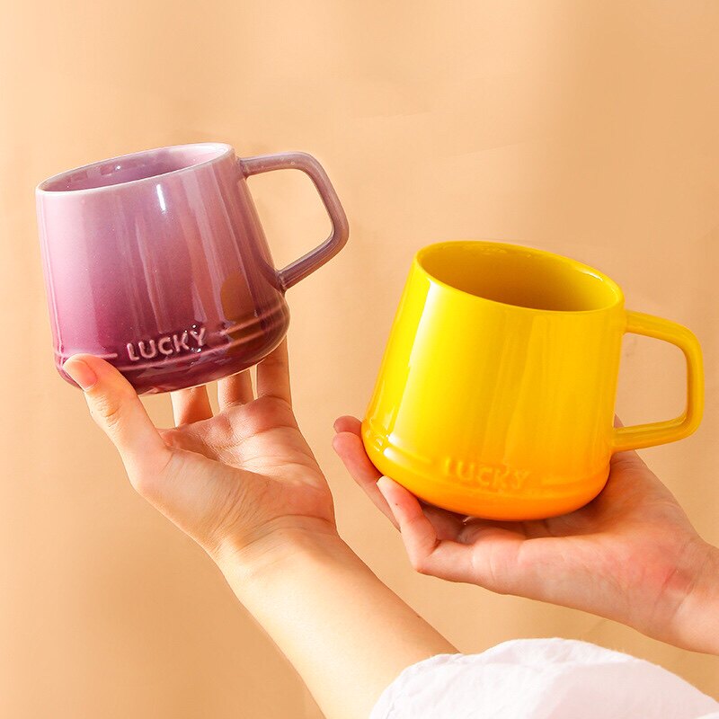 法式渐变马克杯高颜值陶瓷喝水杯子女生办公室家用咖啡杯情侣杯