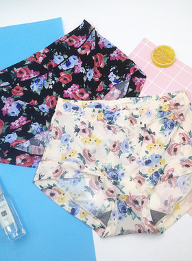 花仙子印花冰丝内裤女中腰速干无痕石墨烯中腰21531包臀高腰32275