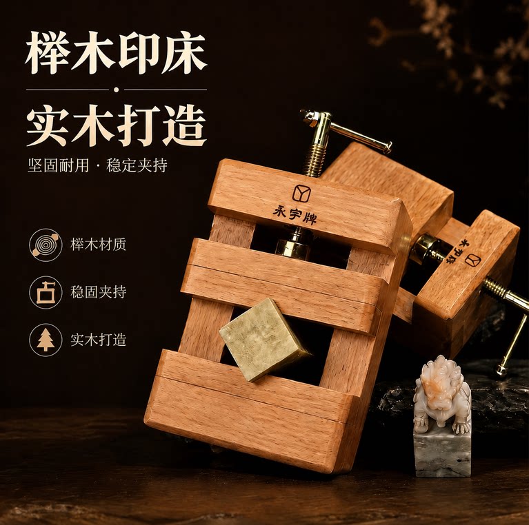 永字篆刻初学者大号松木夹具印床