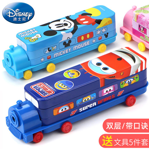迪士尼文具盒汽车造型二层铁盒