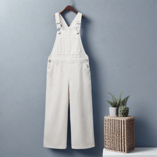 风高腰牛仔背带裤 女孩显瘦百搭长裤 中大童时尚 直筒裤 韩版 女童工装