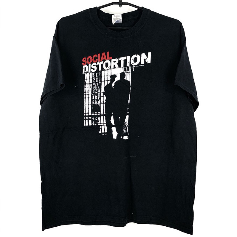 短袖T恤复古男女扭曲的社会乐队