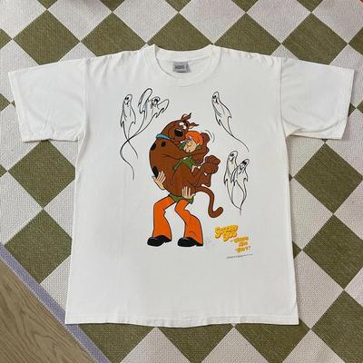 美式复古Scooby-Doo史酷比趣味卡通动漫短袖VTG高街潮牌小领口T恤