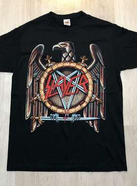 摇滚天堂SLAYER铁鹰金属乐队短袖T恤男女情侣款ins超火欧美潮牌棉