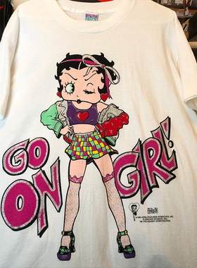 Betty Boop贝蒂娃娃卡通动漫印花短袖美式复古vintage高街纯棉T恤