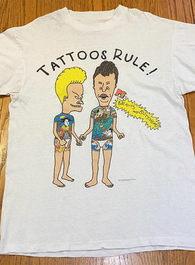 瘪四与大头蛋卡通vintage短袖情侣款潮牌oversize高街质感T恤男女