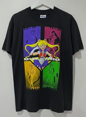 美少女战士动画片印花短袖男女情侣款CityBoy日系潮牌复古纯棉T恤