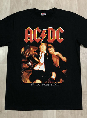 ACDC乐队重金属摇滚短袖美式复古vintage高街休闲潮牌纯棉T恤男女