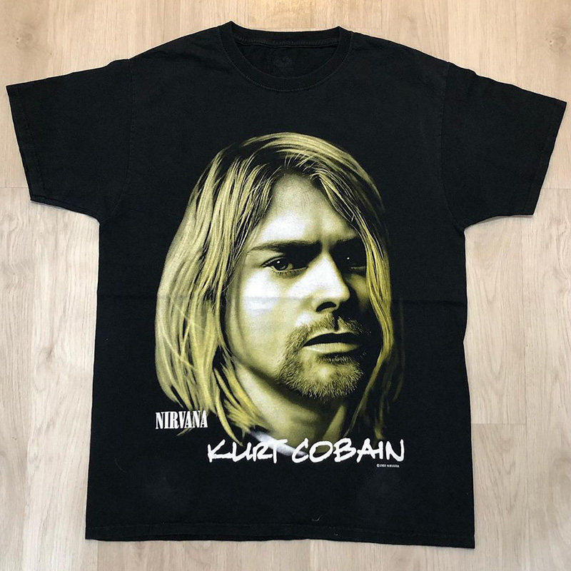 涅槃乐队kurt cobain科特柯本人像印花短袖vtg高街美式复古t恤棉