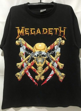Megadeth麦格帝斯重金属乐队美式复古vtg高街休闲潮牌纯棉短袖T恤