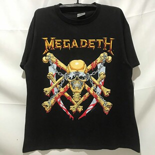 Megadeth麦格帝斯重金属乐队美式复古vtg高街休闲潮牌纯棉短袖T恤