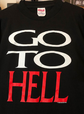 Hellraiser猛鬼追魂字母印花短袖美式复古vintage高街潮牌T恤男女