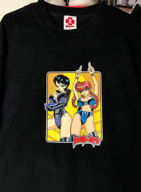 hook-ups滑板卡通印花短袖cityboy日系街头休闲潮牌小领口纯棉T恤