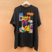 复古卡通动漫印花短袖 Spider Man蜘蛛侠美式 VTG高街潮牌纯棉T恤男