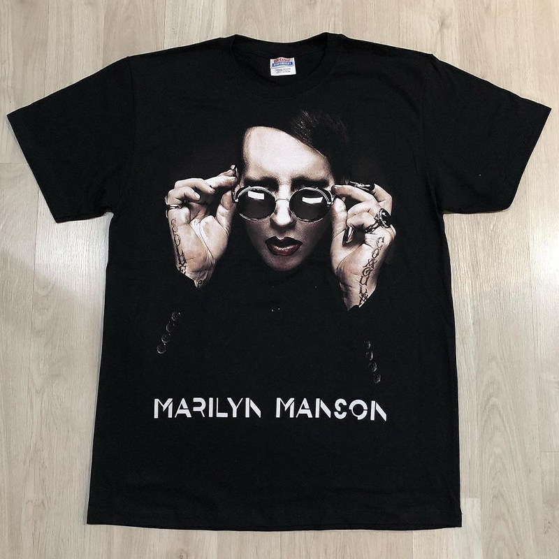 marilyn manson玛丽莲曼森人像印花短袖vtg高街潮牌美式复古t恤棉