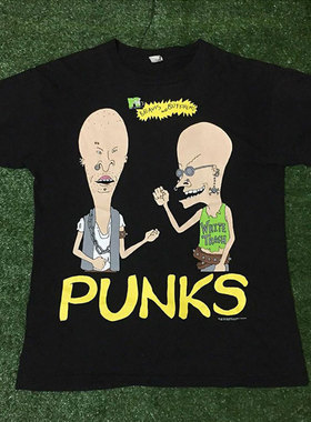 瘪四与大头蛋Beavis and Butt-head短袖古着感男女潮牌宽松棉T恤