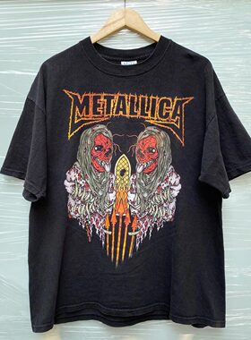 METALLICA金属乐队美式复古vintage高街痞帅潮牌重磅纯棉短袖T恤