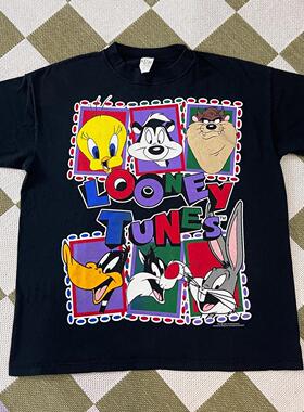 Looney Tunes兔八哥卡通动漫短袖男女情侣美式复古VTG高街潮牌T恤