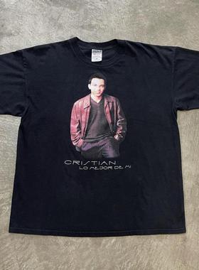 cristian castro克力斯提拉丁专辑封面人像印花短袖重磅纯棉t恤潮
