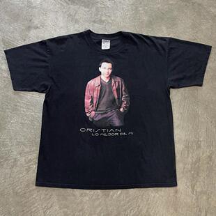 cristian castro克力斯提拉丁人物印花短袖古着感高街潮牌纯棉t恤