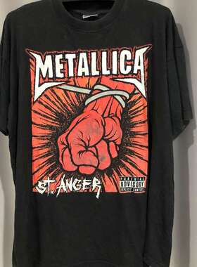 METALLICA金属乐队印花短袖重金属oversize复古街头重磅棉T恤男女
