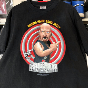 WWE职业摔跤手周边美式复古纯棉印花短袖oversize宽松大码潮牌T恤