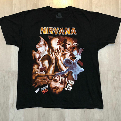 NIRVANA涅槃乐队复古摇滚纯棉T恤