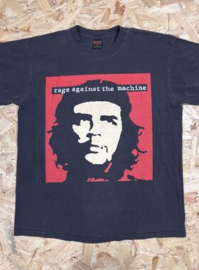 美式复古反抗机器乐队金属摇滚短袖男女vintage高街潮牌重磅棉T恤