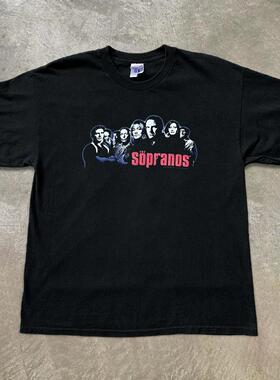 The Sopranos黑道家族电影周边印花短袖美式复古重磅落肩纯棉t恤