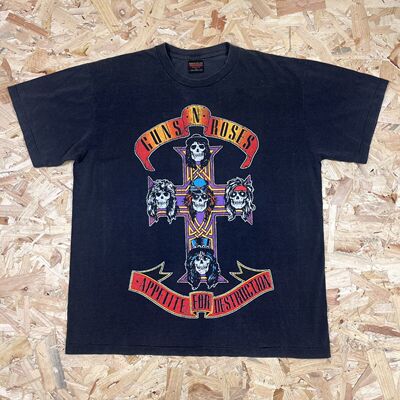 枪花摇滚乐队美式复古短袖T恤