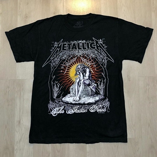 METALLICA金属乐队美式复古摇滚短袖vibe高街潮牌宽松纯棉T恤男女