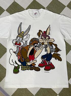 Looney Tunes乐一通兔八哥卡通动漫印花短袖男女美式复古百搭T恤