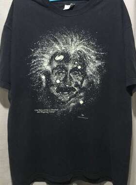 Albert Einstein爱因斯坦美式复古oversize高街潮牌重磅棉短袖t恤