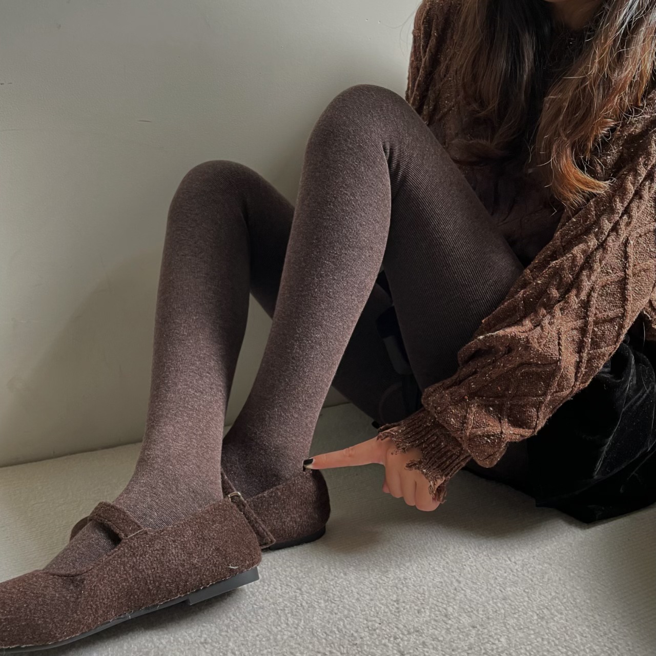 秋冬加绒美拉德打底袜女