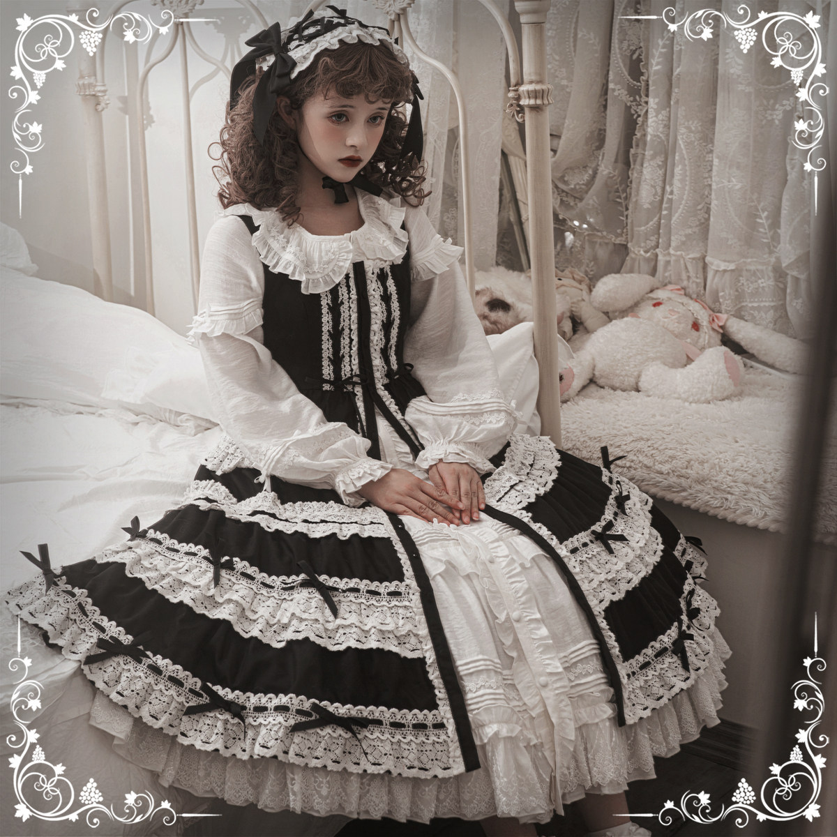 【尾款】十一月咲夜Lolita少女忘却之诗JSK长袖OP可爱doll感复古_虎窝淘